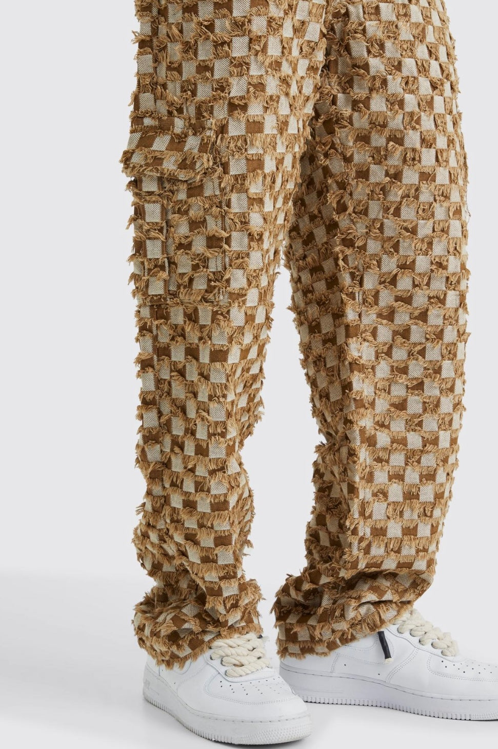 Pantalon large avec motif à carreaux
